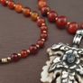 Antique Carnelian Red Agate With Sterling 925 Silver Leaf Pendant Necklace Image 10