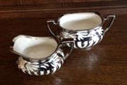 Stunning Vintage Silver and cream Georgian England Milk jug and sugar bowl set