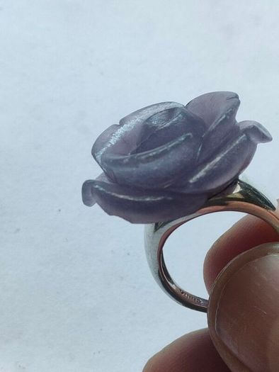 Lavender Jade Petal Sterling Silver Ring