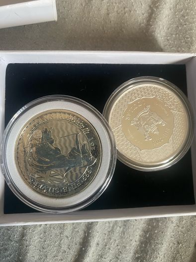 2oz  silver . 999 Britannia and Fiji coins