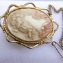 Vintage Gold Plated Shell Ornate Cameo Image 4