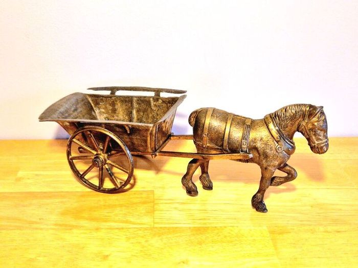 Vintage Brass Horse with Carriage Handmade