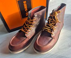 Men's Leather Moc Toe Boots UK 9/EU 43,SL-Saint