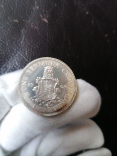 1964 Bermuda Silver Proof One Crown Coin