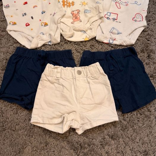 Bundle of 12 short sleeve body suits and 3 shorts