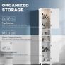 Tall Bathroom Storage Cabinet with Light, Narrow Slim Storage Cabinet with Doors and Adjustable Shelves,Freestanding Floor Corner Toilet Paper Organizer for Small Space,White Image 7