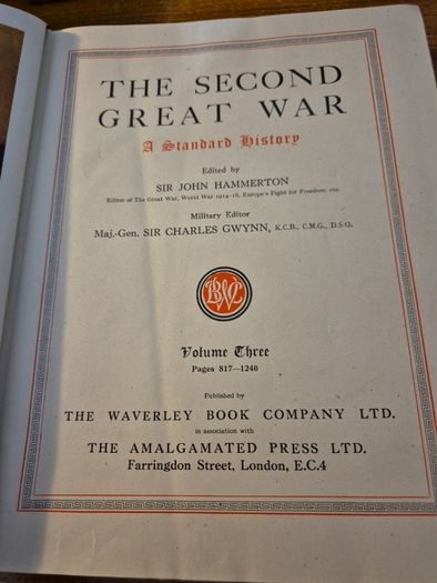 1947.The Second Great War. A standard history. VOL 3 John Hammerton.