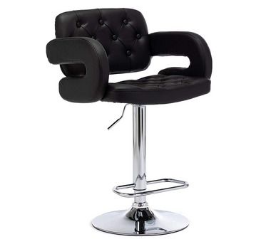 Mercury PU Swivel Faux Leather Breakfast Kitchen Bar Stool Pub Barstool (Black-PU)