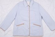 Basler Light Powder Blue Quilted Lightweight Jacket Tan Leatherette Trim 18UK/46EU