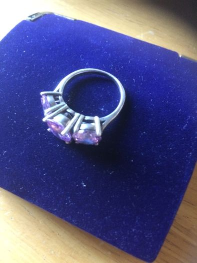 Silver Ring With Purple Stones