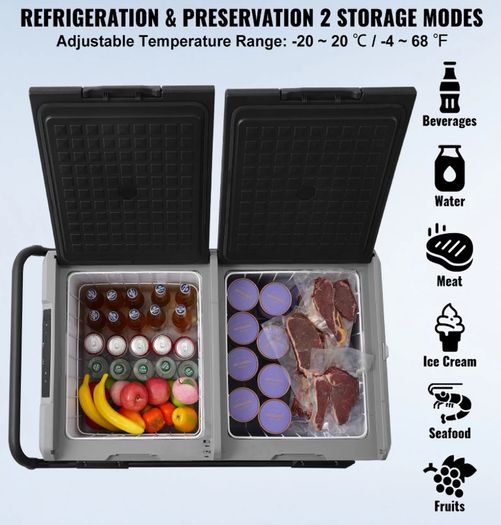 AAOBOSI Camping Fridge 75L, Car Fridge Dual Zone