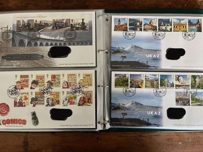 Collection of  77 UK First Day Cover stamps 2010 to 2013 in album
