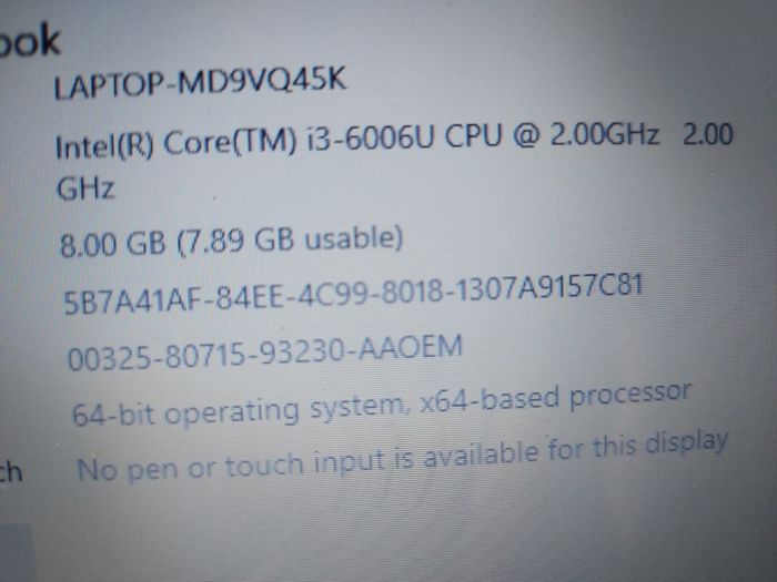 HP Notebook, Model 14-am075na, Intel Core i3-6006U CPU, 2.0GHz, 8GB Ram, 1.8 Terrabyte HDD, Windows 10, Microsoft Edge, Chrome and VLC