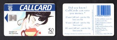 1994 Ireland 50 unit The Irish Mythology definitive Deirdre of the Sorrows (Schlumberger) Call Card Used. Telecom Eireann card number 1070