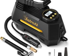 Tyre Inflator Air Compressor 12V, Portable Electric Car Tyre Pump with Tyre Pressure Gauge, Auto-Stop Car Air Pump with Valve Adaptors and LED Light, Car Accessories (FREE SHIPPING)