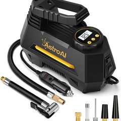 Tyre Inflator Air Compressor 12V, Portable Electric Car Tyre Pump with Tyre Pressure Gauge, Auto-Stop Car Air Pump with Valve Adaptors and LED Light, Car Accessories (FREE SHIPPING)