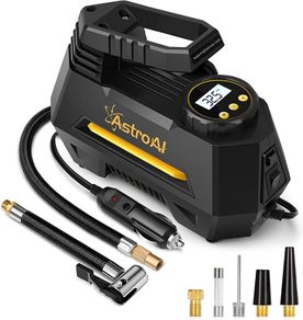 Tyre Inflator Air Compressor 12V, Portable Electric Car Tyre Pump with Tyre Pressure Gauge, Auto-Stop Car Air Pump with Valve Adaptors and LED Light, Car Accessories (FREE SHIPPING)