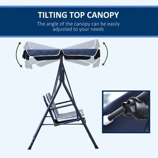 Steel 3-Seater Swing Chair w/ Adjustable Canopy Blue (FREE SHIPPING)