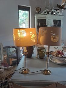 2 x Brass Vintage Candle brass Lamps