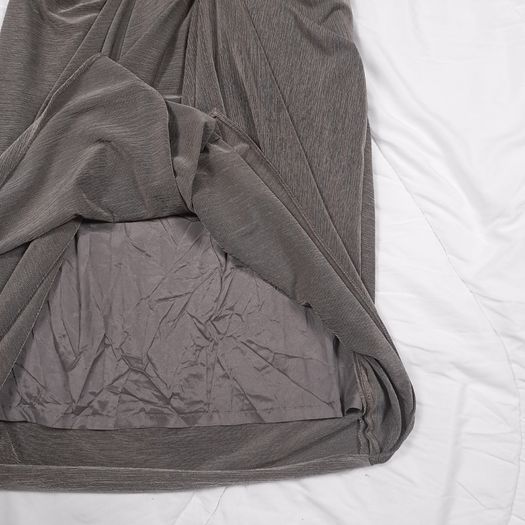 Karen Millen Taupe Grey Draped Asymmetric Wrap Sleeveless Midi Cocktail Dress 8UK/36EU