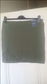 BNWT khaki Primark stretch mini skirt size UK14 EU42 Postage included