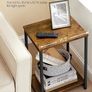 Set of 2 Side Tables, 2-Tier Sofa Side Tables, Bedside Tables with Steel Frames, for Living Room, Bedroom, Home Office, Industrial Style, Rustic Brown and Black Image 6