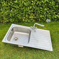 Kitchen Sink + Tap + drain pipes