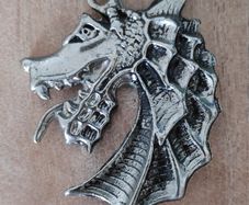 Dragon head pewter pendant