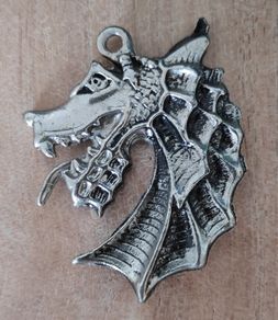 Dragon head pewter pendant