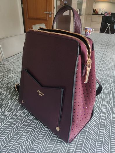 Dune backpack / handbag in burgundy