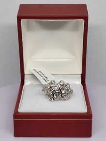White Cubic Zirconia Ring in Rhodium Overlay Sterling Silver
