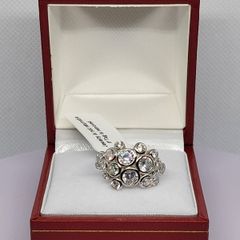 White Cubic Zirconia Ring in Rhodium Overlay Sterling Silver