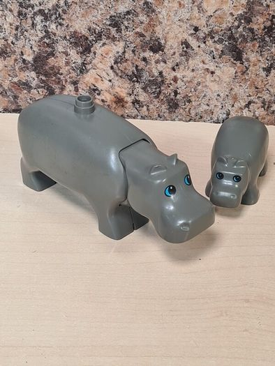Vintage LEGO DUPLO Hippopotamus adult and baby big small