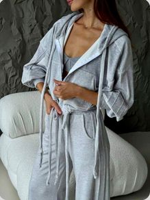 sports suit black, grey melange