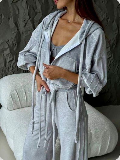 sports suit black, grey melange