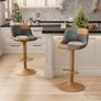 Bar Stools Set of 2, Boho Colorful Patchwork Barstools, Adjustable Swivel Counter Stools Faux Leather Upholstered Counter Chairs with Hollow Back, Bar Chair for Kitchen Island, Tan Image 6
