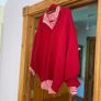 Zara Red Oversized V Neck Jumper  Size Large Image 7