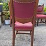 Victorian dining chairs crafted from oak with red leather upholstered seats Image 6