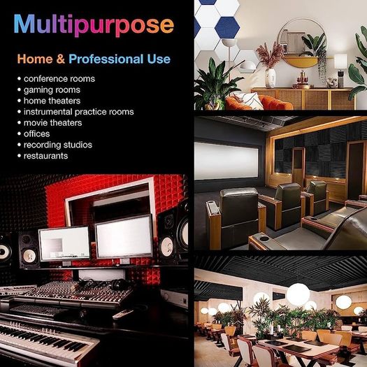 12 Pack Set Acoustic Foam Panels, Studio Wedge Tiles, 2" X 12" X 12" Acoustic Foam Sound Absorption Pyramid Studio Treatment Wall Panels (FREE SHIPPING)