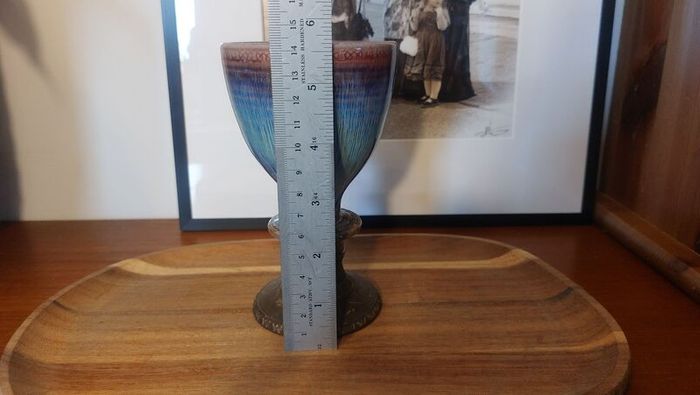 Wonderful Single Studio Art Pottery Goblet by Martin Branch Lyre Pottery, Cloncorban, Rossmore, Clonakilty, West Cork in a Fabulous Colourful Variegated Glaze. # Two