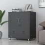 Metal Storage Cupboard with Locking Doors and Adjustable Shelf, Small Lockable Sideboard Buffet Cabinet for Home Office Hallway Entryway Living Dining Room (Black) Image 2