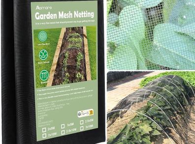 Thicker Black Garden Insect Mesh Netting 2 x 10m  Ultra Fine Garden Netting Mesh Veg Patch Cover for Brassicas, Cabbage & Vegetables, Grass Seed Cover, Helps Deter Butterflies