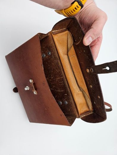 Original Swiss Army Issued Officier Leather Bag Collectable with Swiss Decorations