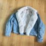 Denim jacket with white fur Image 2