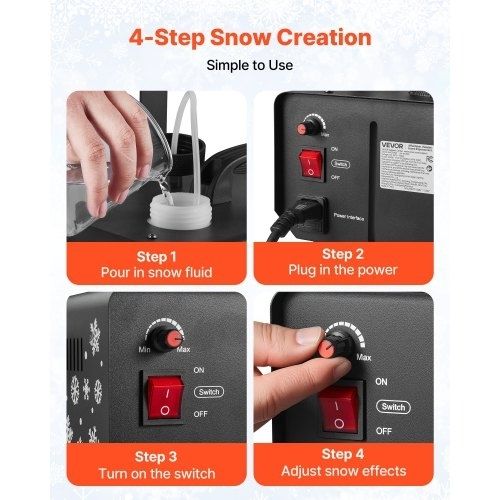 Snow Machine, Powerful 650W Handheld/Hanging Fake Snow Maker, Snowflake Making Machine with Portable Handle, Outdoor & Indoor Artificial Snowflake Maker for Holidays DJ Parties Christmas Decor