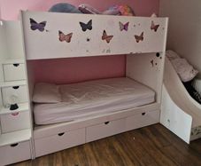 Children's Bunk Beds with Slide and Drawers