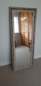 Beautiful solid wood full-length mirror, like new, floral design