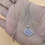 25 Sterling Silver Evil Eye Pendant Necklace with Purple & White CZ Stones Protective Charm Jewelry Image 4
