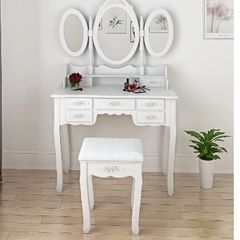 Three oval mirror seven drawer princess table for christmas gift