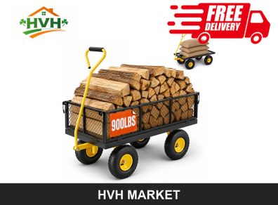 900lb Steel Garden Cart with Removable Sides